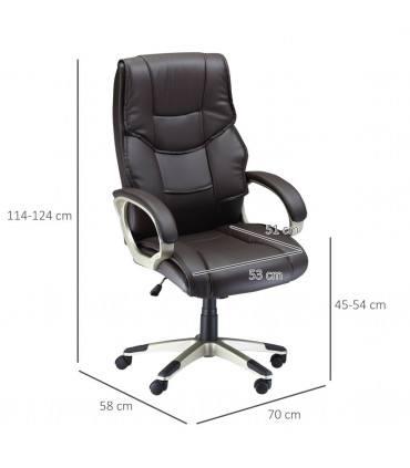 Executive Computer Office Desk Chair High Back Faux Leather Swivel Chair Brown