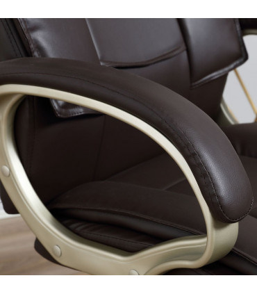 Executive Computer Office Desk Chair High Back Faux Leather Swivel Chair Brown