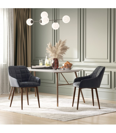 HOMCOM 2 Pieces Dining Chair with Sponge Padding Metal Leg for Home Office