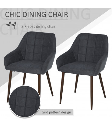 HOMCOM 2 Pieces Dining Chair with Sponge Padding Metal Leg for Home Office