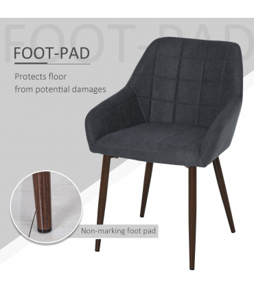 HOMCOM 2 Pieces Dining Chair with Sponge Padding Metal Leg for Home Office