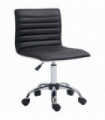 Office Chair Black PU Leather High-Density Sponge Adjustable Height 48x52x90cm