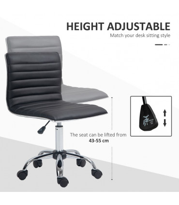 Office Chair Black PU Leather High-Density Sponge Adjustable Height 48x52x90cm