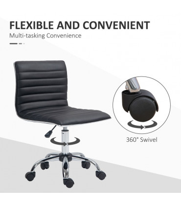 Office Chair Black PU Leather High-Density Sponge Adjustable Height 48x52x90cm