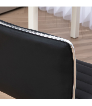 Office Chair Black PU Leather High-Density Sponge Adjustable Height 48x52x90cm