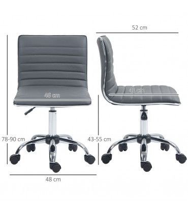 Office Chair PU Leather Dark Grey 48L x 52W x 90H cm Adjustable Height Swivel