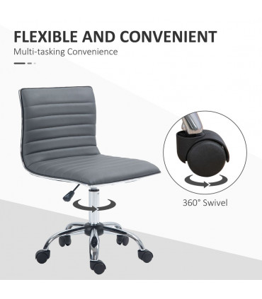 Office Chair PU Leather Dark Grey 48L x 52W x 90H cm Adjustable Height Swivel