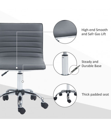 Office Chair PU Leather Dark Grey 48L x 52W x 90H cm Adjustable Height Swivel