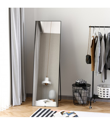 HOMCOM Full Length Mirror Floor Standing Wall-Mounted, Dressing Mirror Black