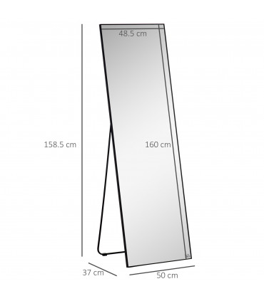 HOMCOM Full Length Mirror Floor Standing Wall-Mounted, Dressing Mirror Black