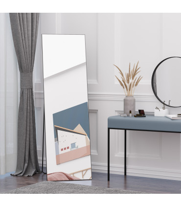 HOMCOM Full Length Mirror Floor Standing Wall-Mounted, Dressing Mirror Black