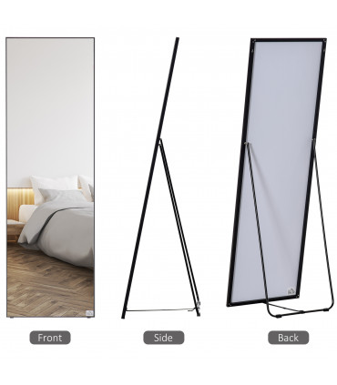 HOMCOM Full Length Mirror Floor Standing Wall-Mounted, Dressing Mirror Black