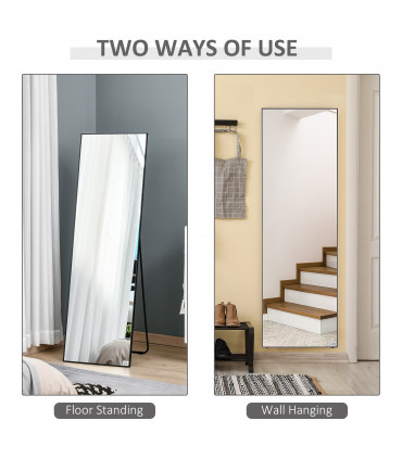 HOMCOM Full Length Mirror Floor Standing Wall-Mounted, Dressing Mirror Black