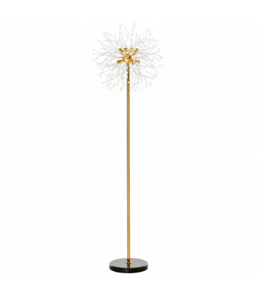 Floor Lamp Gold Tone Metal Crystal Marble Elegant Dandelion-like Lampshade