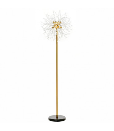 Floor Lamp Gold Tone Metal Crystal Marble Elegant Dandelion-like Lampshade