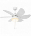 HOMCOM Mounting Reversible Ceiling Fan with Light, Pull-chain Switch, White