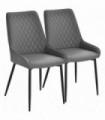 Dining Chairs Set Of 2 Grey PU Leather Metal Frame Quilted Back 89x49x60cm