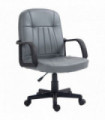 Office Chair Grey Faux Leather + Sponge 360 Swivel Strong 5 Castor 59.5x60x104cm