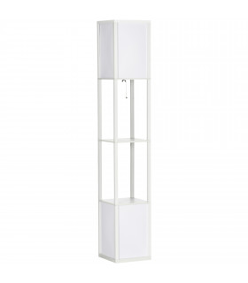 Shelf Floor Lamp White MDF PP Terylene Cotton 26L x 26W x 156Hcm Dual Light