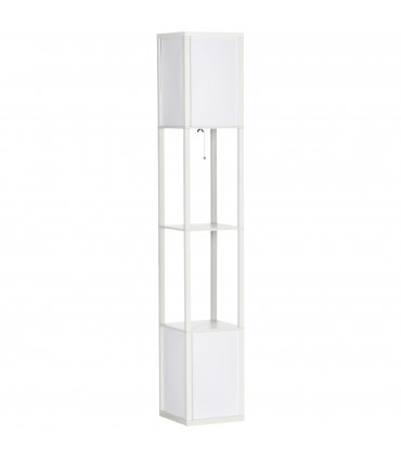 Shelf Floor Lamp White MDF PP Terylene Cotton 26L x 26W x 156Hcm Dual Light
