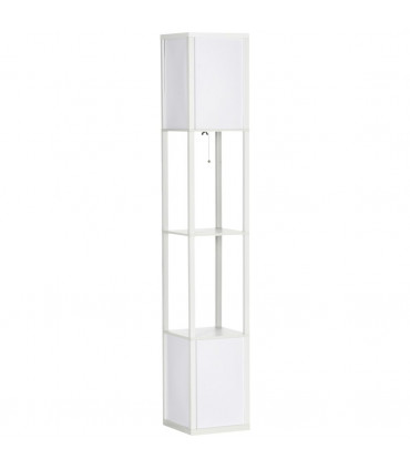 Shelf Floor Lamp White MDF PP Terylene Cotton 26L x 26W x 156Hcm Dual Light