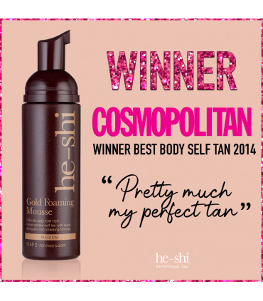 He-Shi Gold Foaming Mousse  - Medium Self Tan - Quick Dry - Easy to Apply