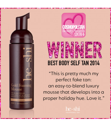 He-Shi Gold Foaming Mousse  - Medium Self Tan - Quick Dry - Easy to Apply