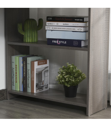 L-Shaped Corner Computer Desk & 2-Tier Side Shelves Wide Table Top Grey