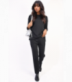 Co-ord Set Knitted Top And Trouser Black Polyester S Chic Warm Comfortable