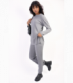 Co-ord Grey Polyester Knitted Top And Trouser Set Size S Comfort Style Wardrobe