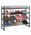 Shoe Rack 4 Tier Minimalist Shoe Rack Extendable Metal Organiser Stand - Black