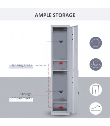 1.8m Locker Office Cabinet Storage Cold Rolled Steel  Storage Shelves Vinsetto