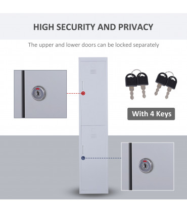 1.8m Locker Office Cabinet Storage Cold Rolled Steel  Storage Shelves Vinsetto