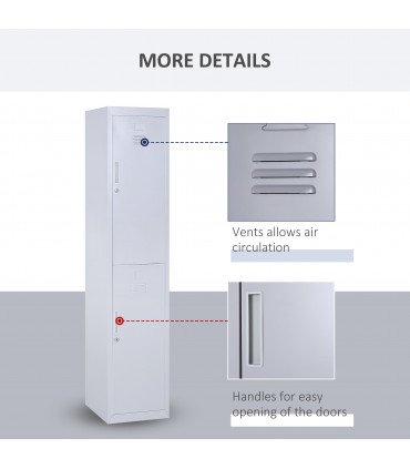 1.8m Locker Office Cabinet Storage Cold Rolled Steel  Storage Shelves Vinsetto