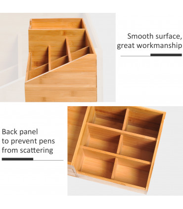 Desktop Organiser Bamboo Natural wood finish 33L x 20.5W x 15.5Hcm