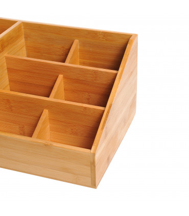 Desktop Organiser Bamboo Natural wood finish 33L x 20.5W x 15.5Hcm