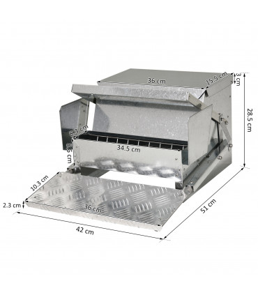 Automatic Chicken Feeder Galvanized Steel Poultry Feeders, 11.5kg of Feeds