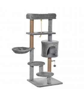Cat Tree Tower Light Grey 48L x 48W x 120H cm Particle Board Scratching Post