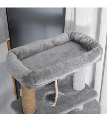 Cat Tree Tower Light Grey 48L x 48W x 120H cm Particle Board Scratching Post