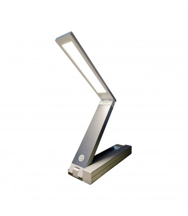 Task Light Grey ZigZag Lamp, Rechargeable, Portable, Matte Chrome Finish, 20cm
