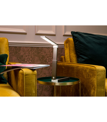 Task Light Grey ZigZag Lamp, Rechargeable, Portable, Matte Chrome Finish, 20cm