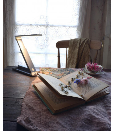 Task Light Grey ZigZag Lamp, Rechargeable, Portable, Matte Chrome Finish, 20cm