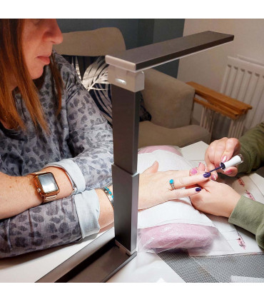 Task Light Grey ZigZag Lamp, Rechargeable, Portable, Matte Chrome Finish, 20cm