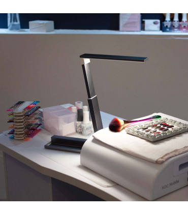 Task Light Grey ZigZag Lamp, Rechargeable, Portable, Matte Chrome Finish, 20cm