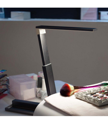 Task Light Grey ZigZag Lamp, Rechargeable, Portable, Matte Chrome Finish, 20cm