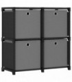 4-Cube Display Shelf with Boxes Black 69x30x72.5 cm Fabric