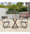 PE Rattan Bistro Set Brown 3pc Chair 61L x 46W x 84H cm Table 60D x 72H cm