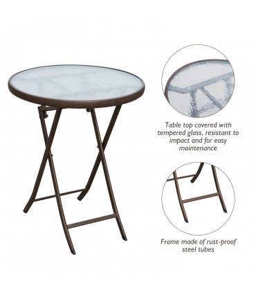 PE Rattan Bistro Set Brown 3pc Chair 61L x 46W x 84H cm Table 60D x 72H cm