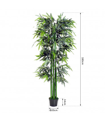 Artificial Bamboo Tree Plant 1.8 m-Green Bamboo/Black Pot PE plastic 2.5x2.5x180
