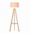 Floor Lamp, 154H cm-Beige/Natural Wood Colour